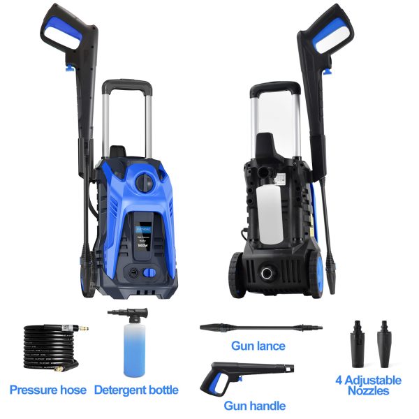 Electric Pressure Washer 3500PSI Power Pressure Washer, 2.5GPM Pressure Washer High Pressure Washer Cleaner with Spray Gun, Brush, and Two Kind Adjustable Spray Nozzle, Blue - Image 4