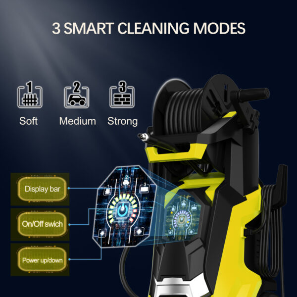Electric Pressure Washer 3800 PSI +2.8 GPM Power Washers Electric Powered with Three Modes of Touch Screen Adjustable Pressure,4 Nozzles and Foam Cannon Hose Reel Car Washer Cleaner for Home/Patio - Image 2