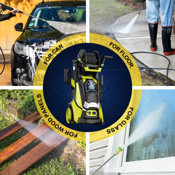 Electric Pressure Washer 3800 PSI +2.8 GPM Power Washers Electric Powered with Three Modes of Touch Screen Adjustable Pressure,4 Nozzles and Foam Cannon Hose Reel Car Washer Cleaner for Home/Patio - Image 7