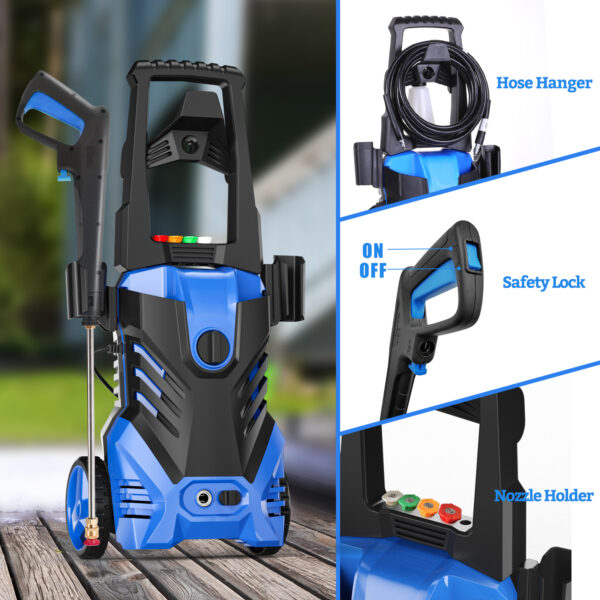 Electric Pressure Washer - 4500PSI Max 3.5 GPM Power Washer with Smart Control and 4 Levels of Adjustment, 4 Nozzles, Foam Cannon and Spray Gun for Effortlessly Cleaning Cars, Fences, Gardens - Image 2