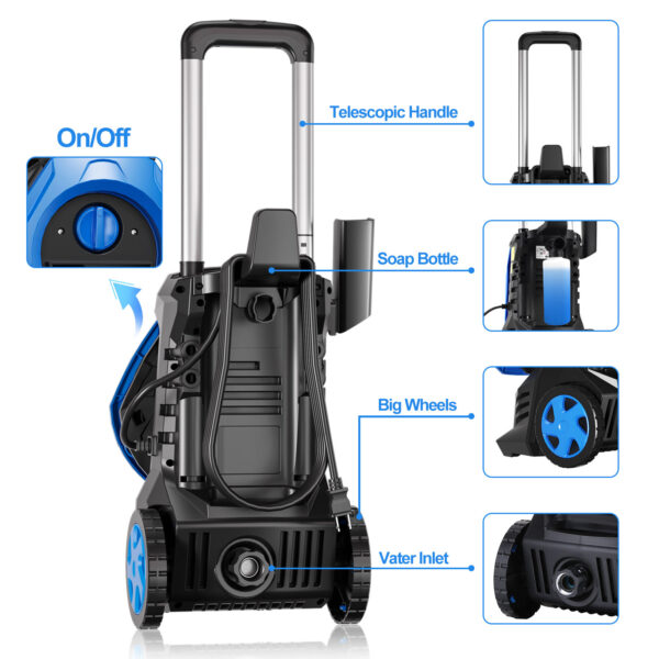 Pressure Washer 3300 PSI Max 2.5 GPM Power Washers Electric Powered Power Washer with 25FT Hose,4 Quick Connect Nozzles and Soap Tank, Car Wash - Image 3