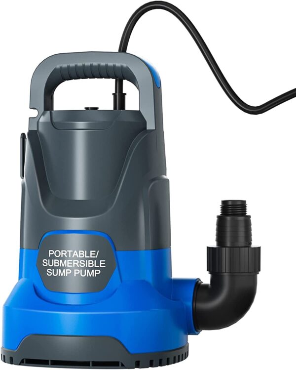 HONGDONG 1HP 3500 GPH Sump Pump Submersible Utility Water Pump Portable Transfer Electric Water Sump Pumps with 8 Accessories for Swimming Pool Draining Garden Spa Hot Tub Pond Flood Basement Yard