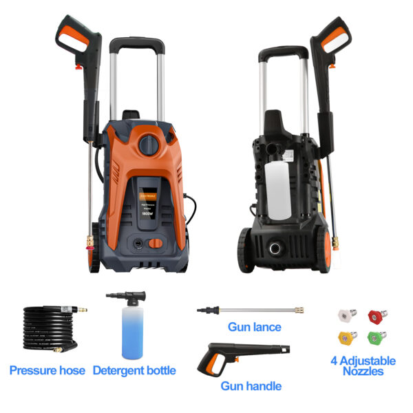 Electric Power Washer 4000 PSI Max 3.5 GPM Pressure Washer with 25FT Hose, 4 Quick Connect Nozzle and 16.9 Oz Soap Tank Orange - Image 3