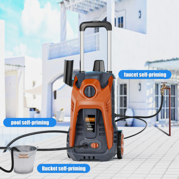 Electric Power Washer 4000 PSI Max 3.5 GPM Pressure Washer with 25FT Hose, 4 Quick Connect Nozzle and 16.9 Oz Soap Tank Orange - Image 4