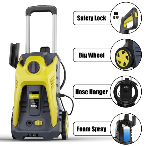 Electric Pressure Washer 4000PSI Max 2.6 GPM Electric Power Washer with 25 Foot Hose, 16.4 Foot Power Cord, Soap Tank Car Wash Machine Blue Ideal Cleaning for Garden - Image 5